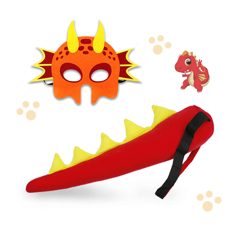 Fábrica al por mayor Amazon nuevos niños dinosaurio máscara de cola traje Tyrannosaurus apoyos del funcionamiento Cosplay