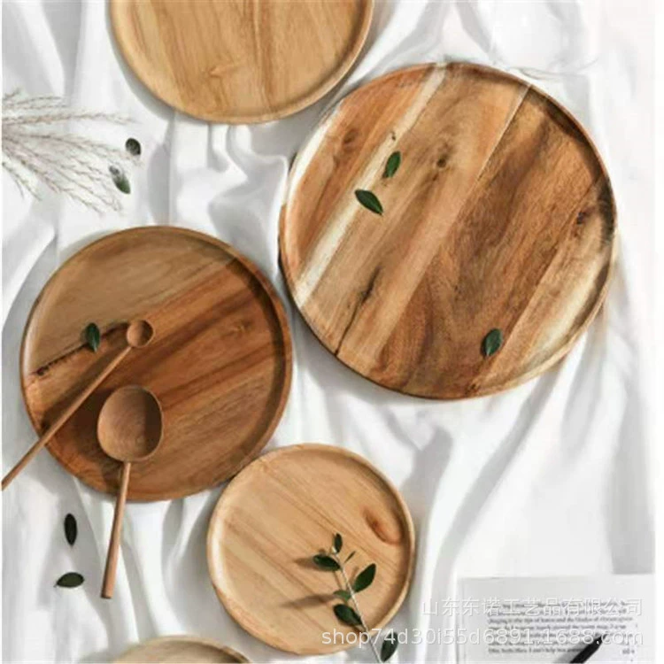 Японский деревянный поднос, бытовой поднос для чая, простой круглый изолированный поднос, поднос для закусок, десертная тарелка, поднос для хлеба и фруктов