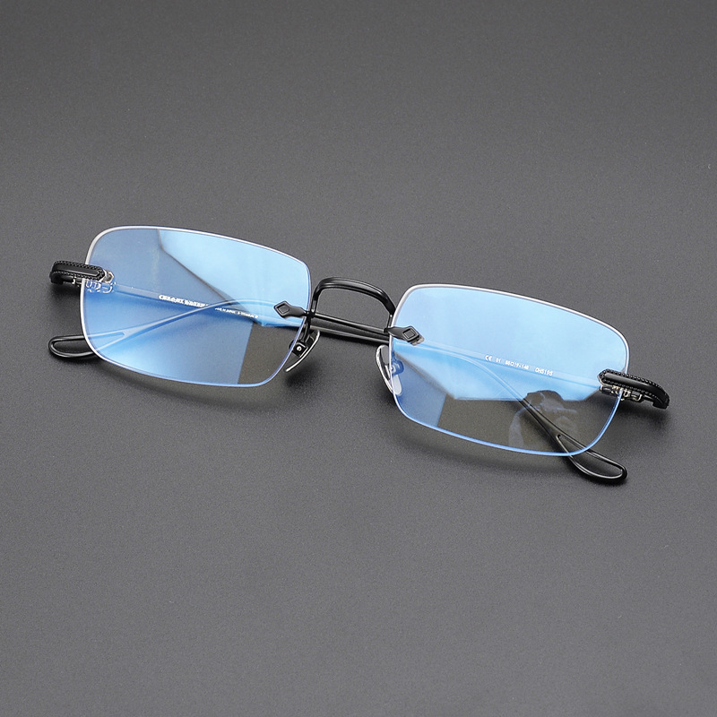 Versatile Minimalist Frameless Pure Titanium Prescription Frames, Same Style As Wang Yibo's, Ultra-light Finished Optical Eyeglass Frames For_voghion.com