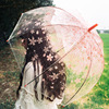 Petal umbrella long -handle girl literary goddess Korean candy color small fresh Apollo princess transparent umbrella