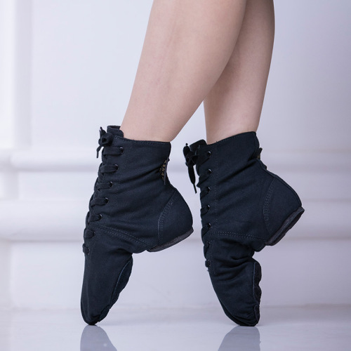Red dance shoes, canvas dance shoes, black high-top jazz boots, practice soft-soled dance shoes for men and women, one piece drop shipping 1032