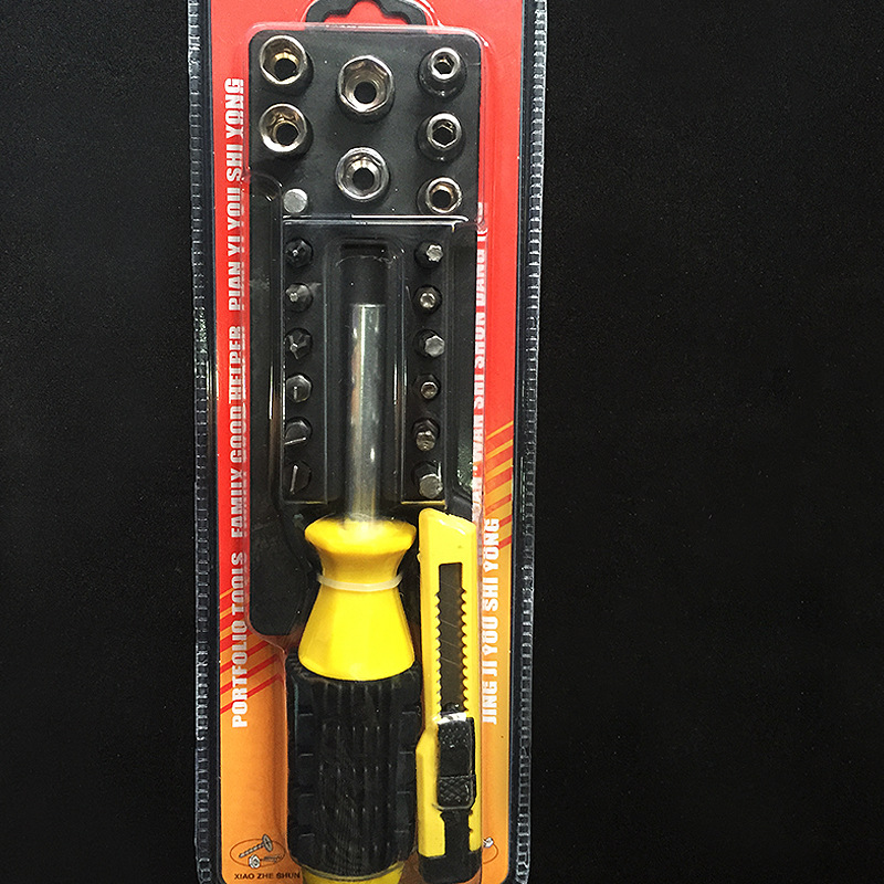 五金螺丝刀批发五金手动多功能家用组合工具两用家用工具套装