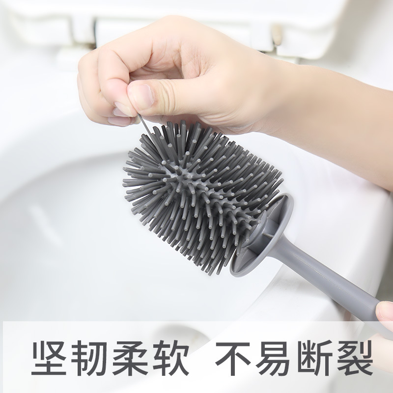 Nuevo Rotary colgando traje de cepillo de inodoro sin ángulo muerto cepillo de plástico de silicona mango largo cepillo de limpieza