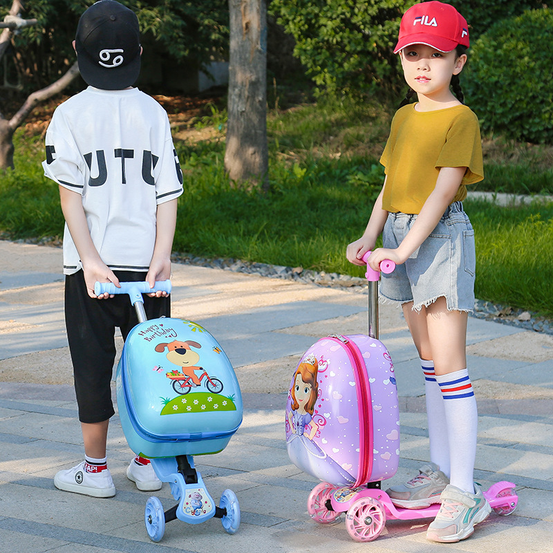 Children trolley case wholesale cartoon cute skateboard luggage large capacity student trolley school bag activity gift
