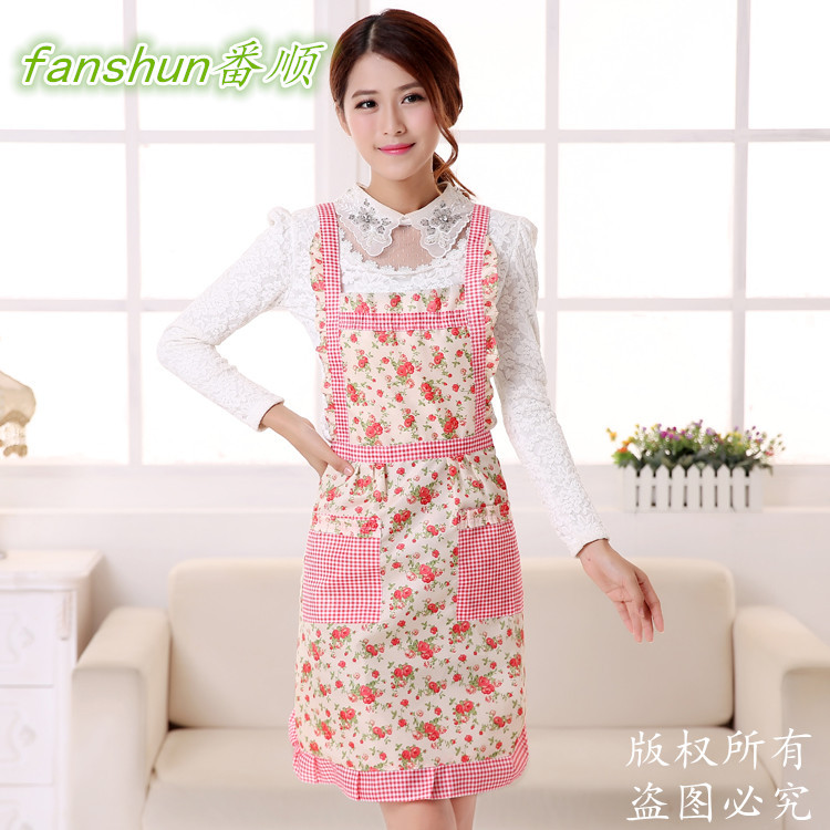 Fabricante delantal ventilador shengpai engrosada doble capa impermeable Comercio exterior coreano princesa delantal regalo personalizado publicidad delantal bolsillo de la cocina