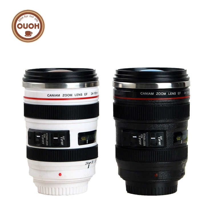 Творческий крышка-линза чашка для воды чашка для Camera Lens шестое поколение черная и белая нержавеющая чашка кофе