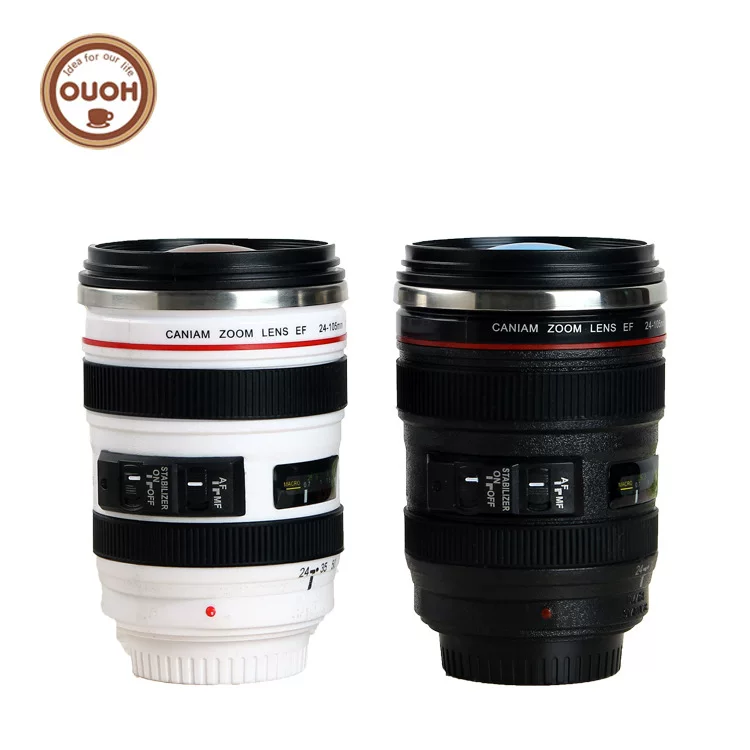 Творческий крышка-линза чашка для воды чашка для Camera Lens шестое поколение черная и белая нержавеющая чашка кофе