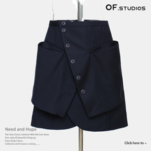 25新款 解构不规则多层拼接超大口袋假多件半身裙短裙 女1330