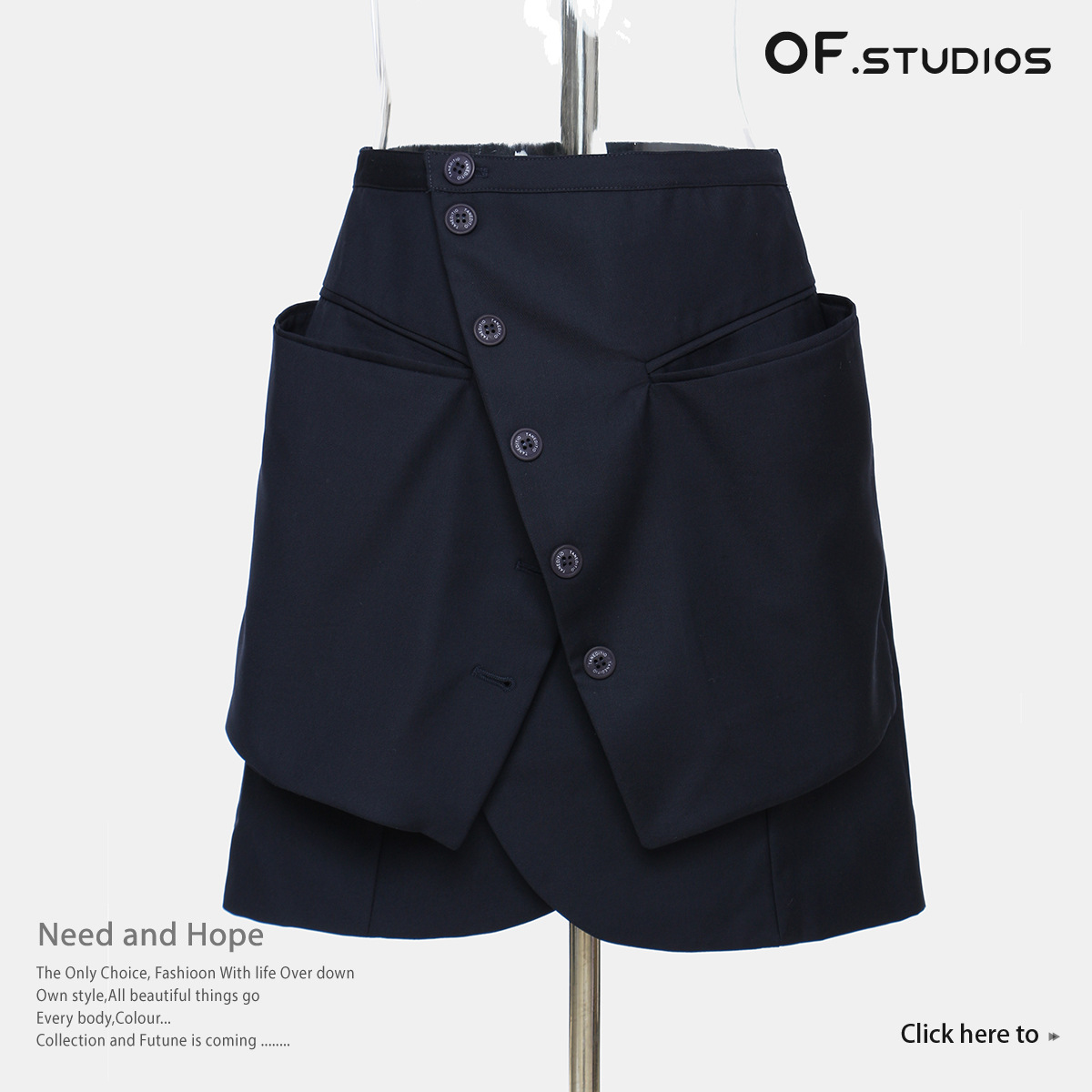 25新款 解构不规则多层拼接超大口袋假多件半身裙短裙 女1330