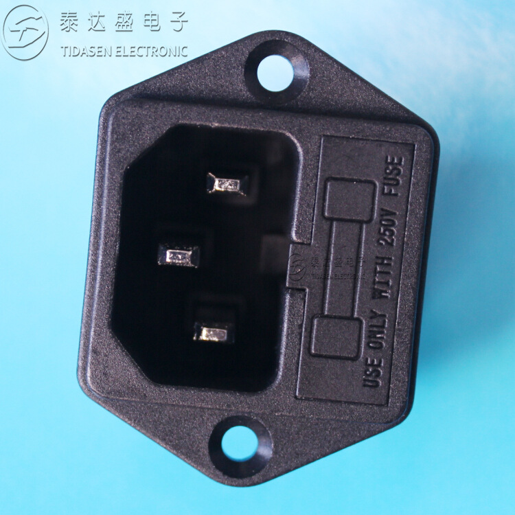 供应电炸锅用二合一品字电源插座可配保险管AC品字电源座DB-14-F1