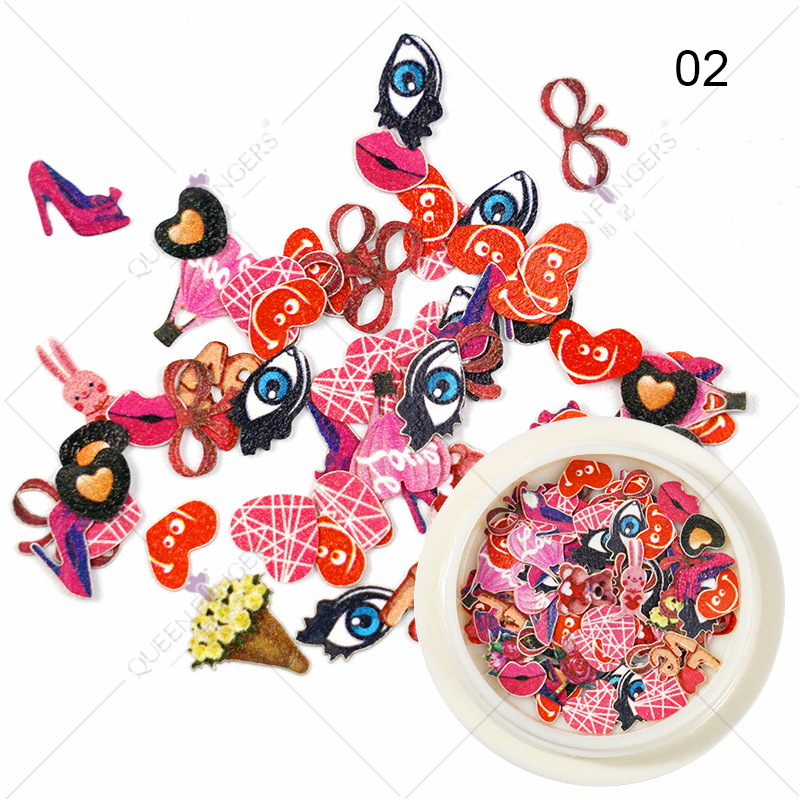 Princesa accesorios de uñas ins estilo color mezclado Año Nuevo Día de San Valentín flor Rosa parche de uñas pieza de pulpa de madera