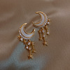 Fashionable universal earrings with tassels from pearl, Japanese and Korean, wholesale