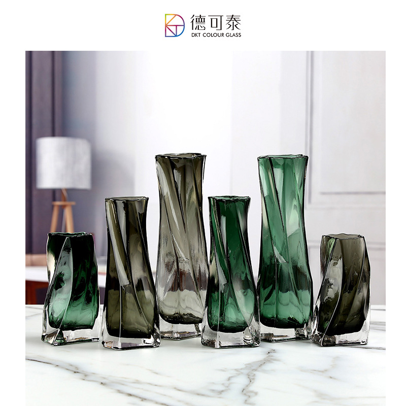 작은 허리 색 유리 꽃병 인공 불어 창조적 인 북유럽 스타일 가정 거실 장식 머리카락의 세대