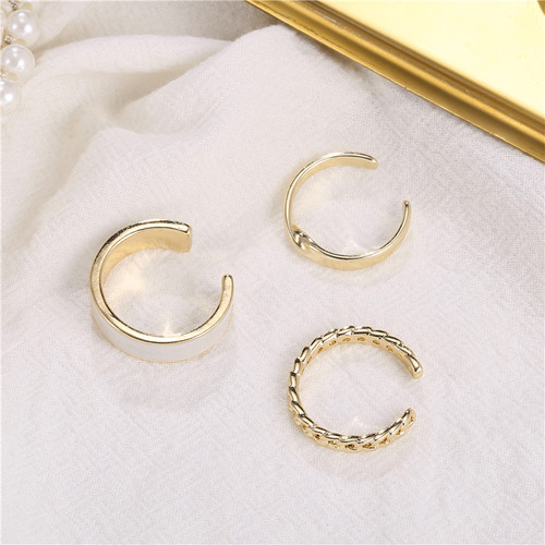 Korean version of three sets of combination drip rings for women ins European and American high-end light luxury temperament gold open ring