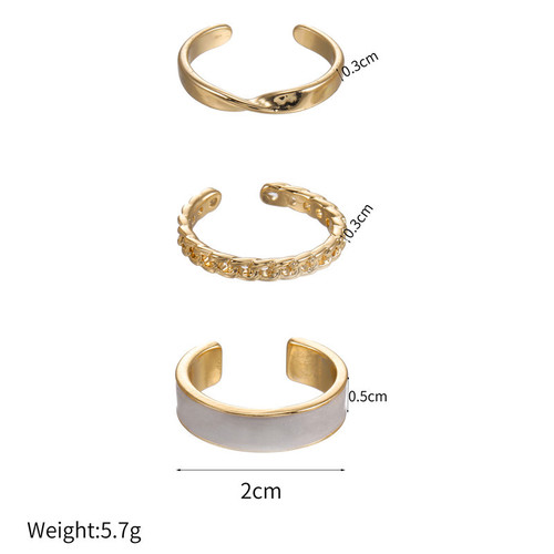 Korean version of three sets of combination drip rings for women ins European and American high-end light luxury temperament gold open ring