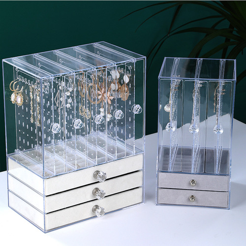 Large-capacity acrylic dust-proof display stand drawer-type jewelry box necklace earrings earrings earrings jewelry storage box