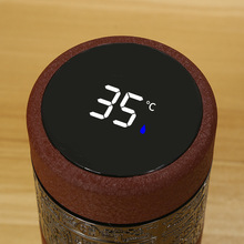 厂家直供智能显温紫砂杯带礼盒办公商务温度水杯广告礼品直身杯子