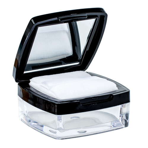 Black square loose powder box empty box portable powder puff mirror does not leak powder high-end powder setting powder packaging box