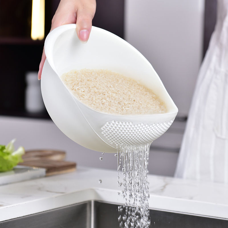 Cesta de Lavado de Arroz Multifunción de Plástico Engrosado, Tamiz y Escurridor para Verduras y Frutas - Utensilio de Cocina