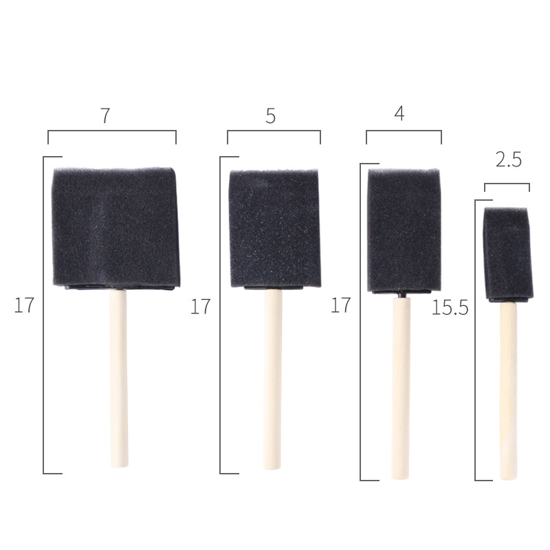 Single wooden handle black sponge kindergarten painting tool…