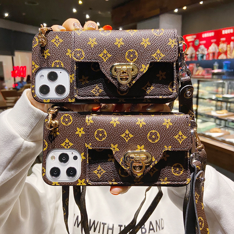 J6plus phone case for Samsung note20 trendy small pattern s8 coin purse S9plus crossbody rope M10