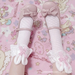 Japanese-style cute pink girly Lolita mid-calf cotton-trimmed Lolita puffy socks—summer and autumn collection