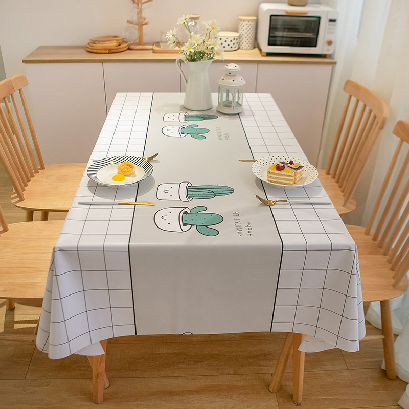 Internet celebridad mantel de PVC simple impermeable a prueba de aceite puesto mantel Nordic ins Plaid comedor tela mesa de café mantel transfronterizo
