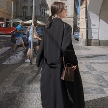 新款大码长款风衣女过膝中长款英伦风外套女胖mm新款气质黑色大衣