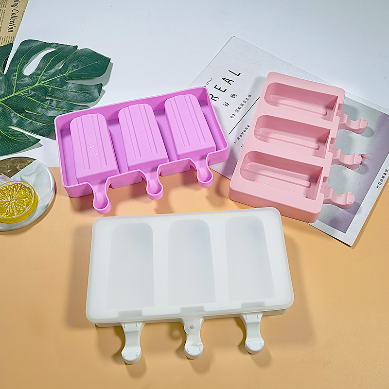 Sanxin clásico rayas de 3 piezas de helado molde de silicona DIY creativo hecho a mano Popsicle molde de silicona con tapa