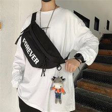 日系ins风工装斜挎包女韩版学生休闲2024腰包港风胸包男简约百搭
