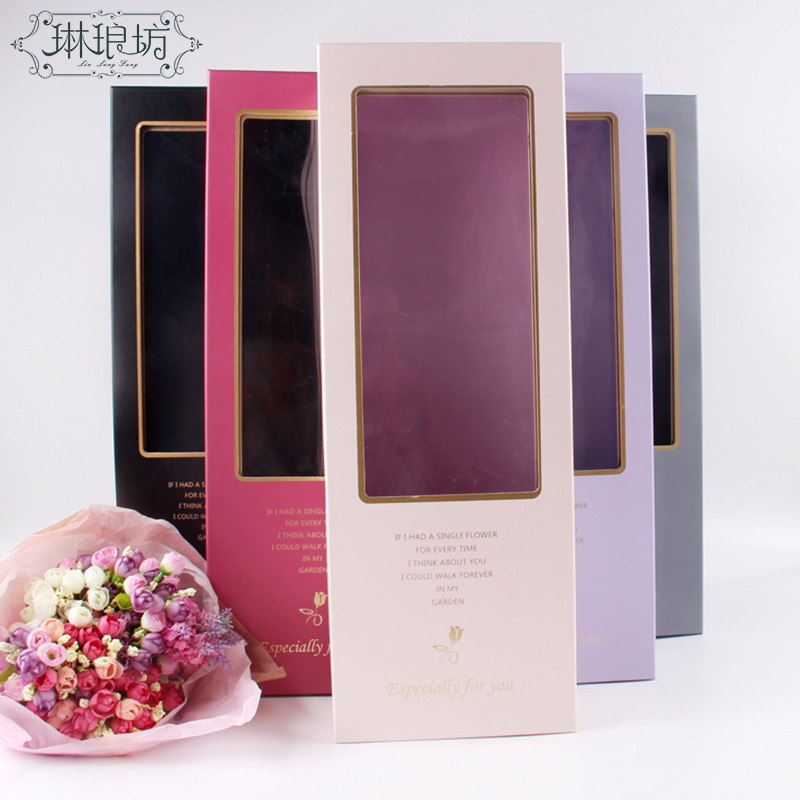 Miel de oro cubierta de la ventana abierta dos caja rectangular caja de regalo de flores rectangular de dos piezas tienda de flores suministros perspectiva