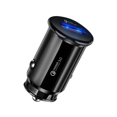 Manufacturers cross-border mini car charger 5v3a car smart one-port mobile phone charging head usb fast charger car charger (Mobil şarj cihazları) - black