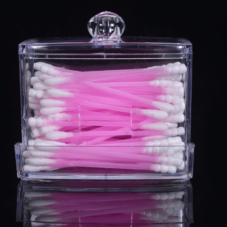 Caja de hisopo de algodón transparente caja de almacenamiento de hisopo de algodón con fugas baño tarro acrílico joyería caja de almacenamiento de plástico caja de cosméticos