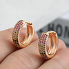 Cross -border hot -selling new gold -plated color -plated color micro -inlaid vermiculite fashion exquisite women earrings