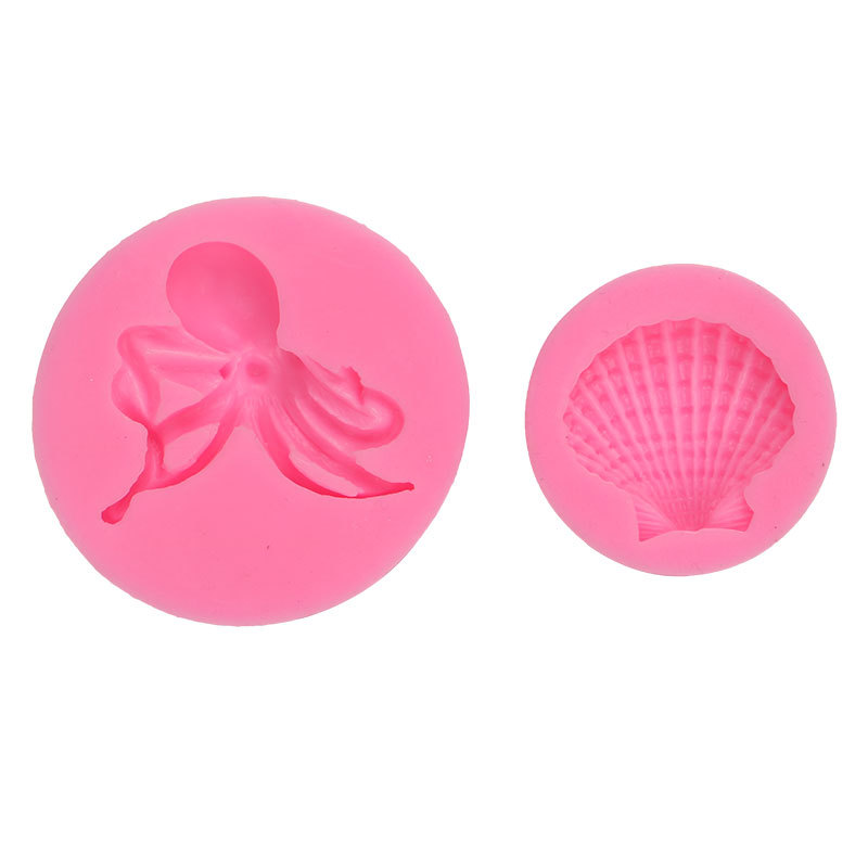 Marina pulpo Shell ritmo seco molde de silicona fondant DIY herramienta para hornear chocolate decoración la torta