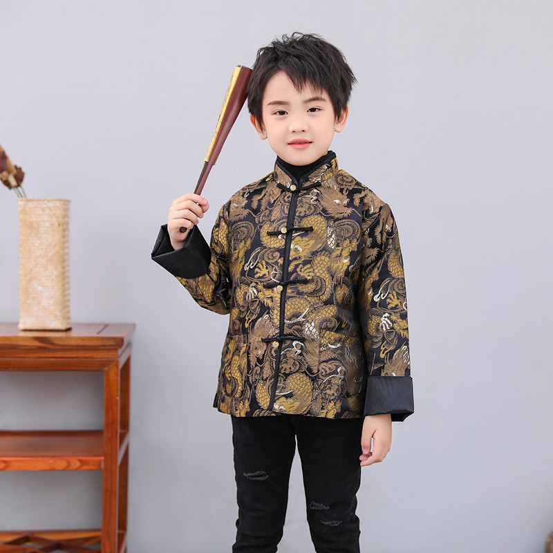 New Spring and Autumn Long Sleeve Children's Tang Suit Chinese Style Prince Suit Boys Hanfu New Year Children's Dress Performance Dress