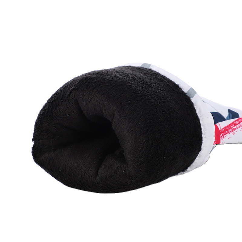 Guantes de esquí de las mujeres de invierno cálido Graffiti al aire libre a prueba de frío pareja forrada de vellón engrosada pantalla táctil de los hombres abajo guantes de algodón