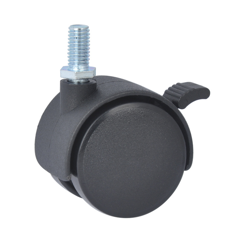 Rueda Giratoria con Rosca para Muebles F24-220 de 30 40 50 mm de Nailon con Freno para Mesas de Té y Muebles