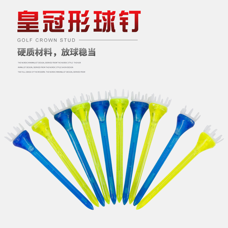 FUENTE Venta al por mayor de fábrica de uñas de golf en forma de corona multicolor bola de golf de uñas de Golf tee Venta caliente transfronteriza