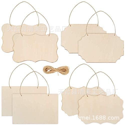 4 tipos de troncos, combinación de piezas de madera de múltiples formas con cuerda de cáñamo, decoración creativa de bricolaje, número de casa de mascotas en blanco de madera