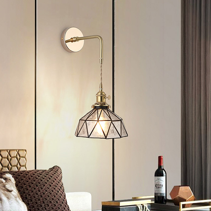 Lámpara de noche dormitorio nórdico lámpara de pared de cobre personalidad creativa LED simple hotel moderno pasillo escalera lámpara