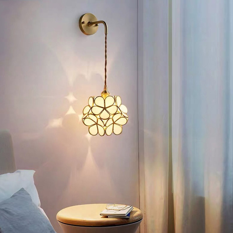Lámpara de noche dormitorio nórdico lámpara de pared de cobre personalidad creativa LED simple hotel moderno pasillo escalera lámpara