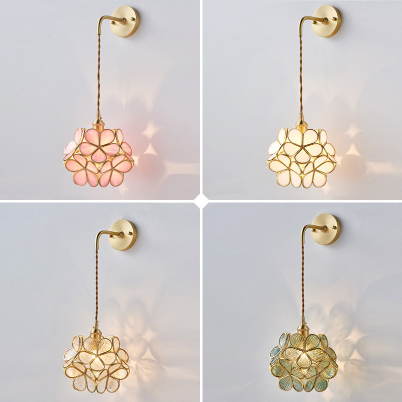 Lámpara de noche dormitorio nórdico lámpara de pared de cobre personalidad creativa LED simple hotel moderno pasillo escalera lámpara