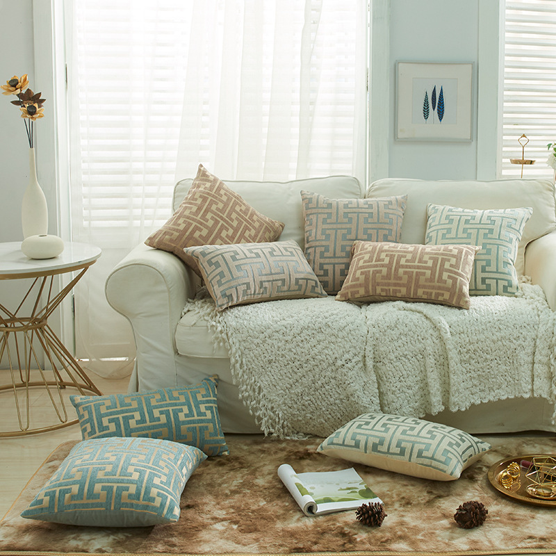 Chenille geometric lines pillow cover multi-color multi-size optional a generation of hair home back cover