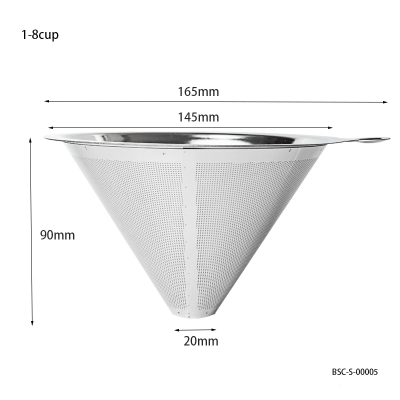 Filtro de café de acero inoxidable V60 con base, sin necesidad de papel de filtro, filtro de café