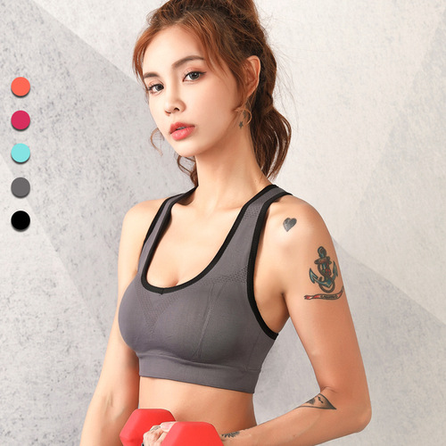 Extra fat large size hollow vest sports bra summer small chest yoga running high intensity shockproof sports bra