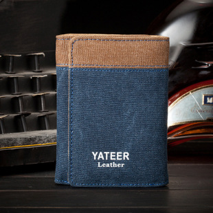 Men's wallet short three-fold canvas student small wallet card Bag Denim wallet men's one-piece distribution wholesale
