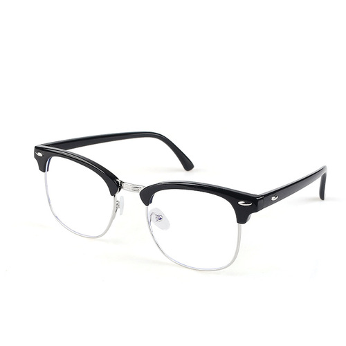 新款3016金属半框眼镜架复古米钉手机眼镜防蓝光平光镜男批发