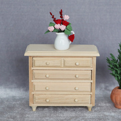 1:12娃娃屋dollhouse迷你家具實木柜子ob11微場景客廳diy素坯邊櫃