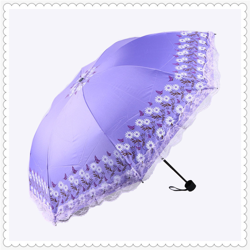 Korean Style Black Glue Large Ten-Bone Sunny and Rainy Umbrella UV Protection Lace Sun Umbrella Sunscreen Sunshade Umbrella Korean Style Black Glue Large Ten-Bone Sunny and Rainy Umbrella UV Protection Lace Sun Umbrella Sunscreen Sunshade Umbrella